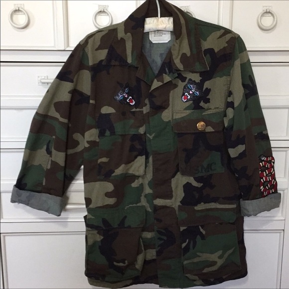 Vintage army jacket embellished size S - Picture 5 of 6